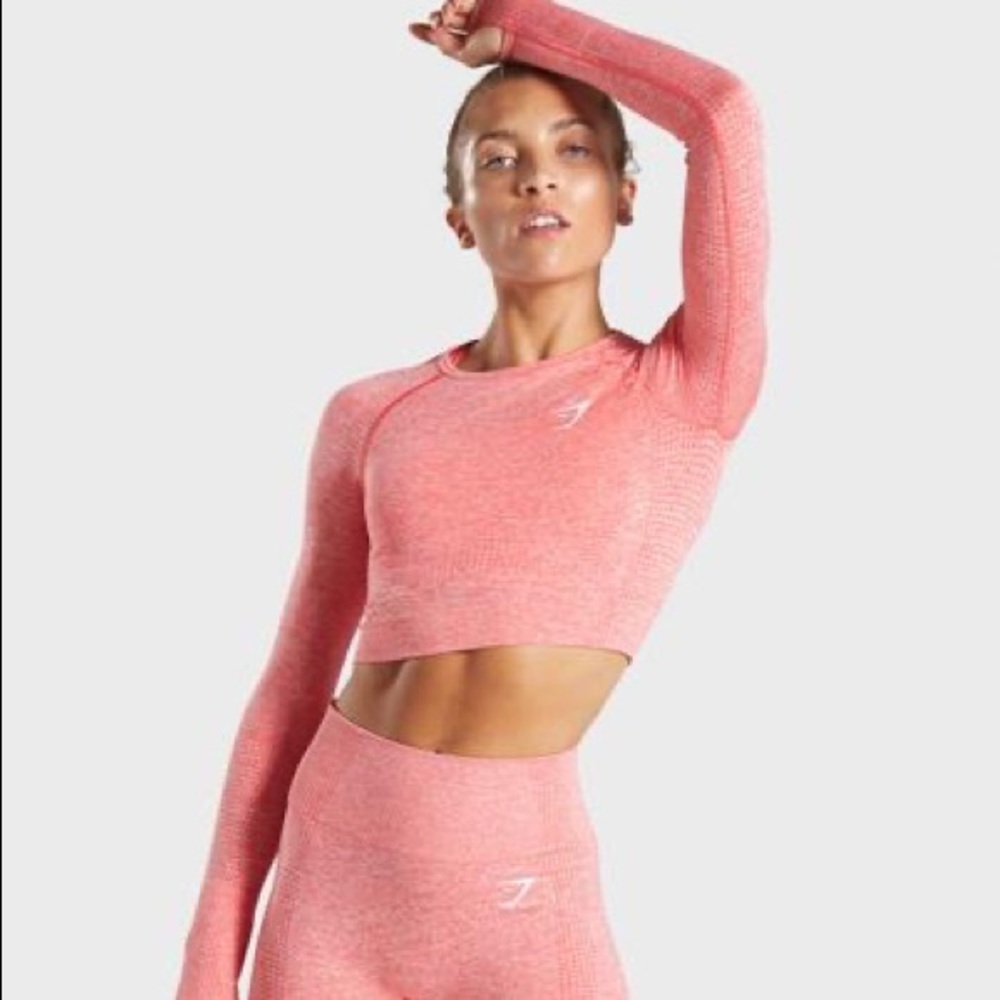 Gymshark Vital Seamless Long Sleeve Crop Top Coral